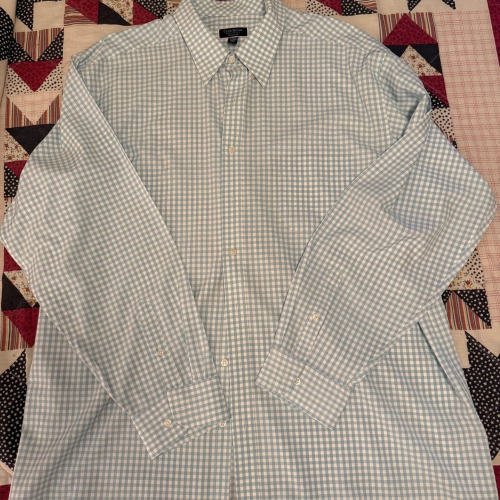 Club Room Light Blue Gingham Shirt